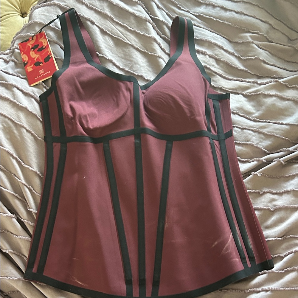 Honeylove Burgundy and Black Corset Bra